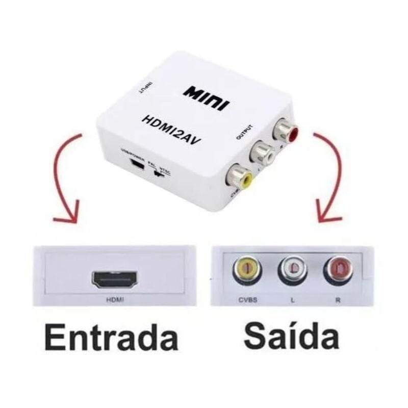 Adaptador Conversor Entrada HDMI Saída RCA (amarelo, branco e vermelho) Eletroflix 