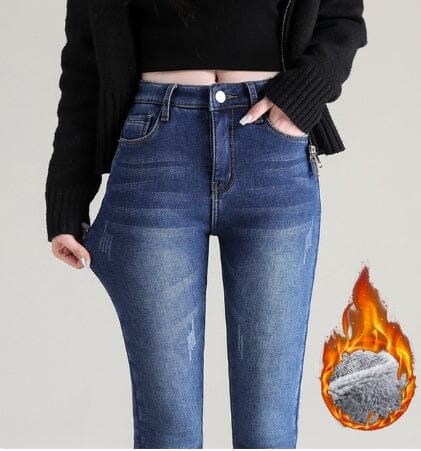 Calça Jeans Forrada em Lã Feminina - SkinnyPant calça Eletroflix Azul Escuro 34 