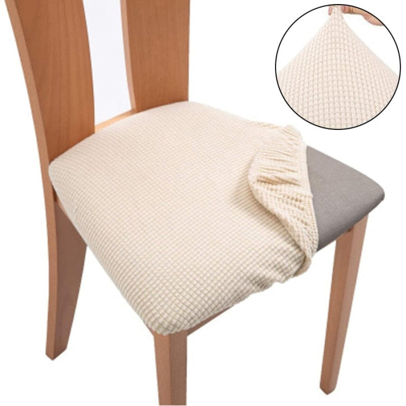 Capa Elástica Protetora para Cadeira - Jacquard Chair estofado de cadeira Eletroflix Bege 1PC 