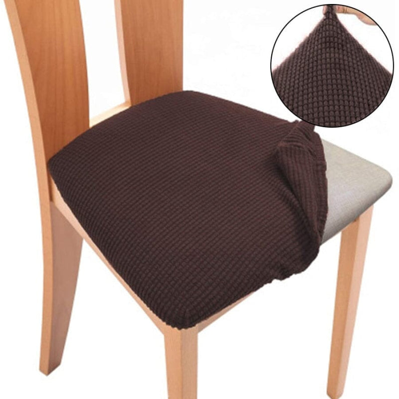 Capa Elástica Protetora para Cadeira - Jacquard Chair estofado de cadeira Eletroflix Café 1PC 