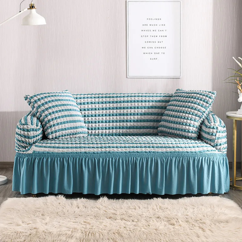 Capa Protetora de Sofá Elástica - Luxy Europe capa de sofá Eletroflix Listrado Azul 2 Lugares (145-185cm) 