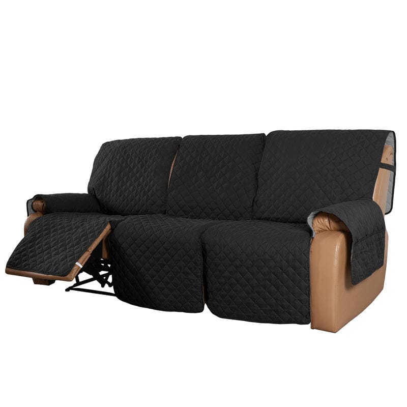 Capa Protetora de Sofá Retrátil e Reclinável Impermeável - Matelassê Premium capa de sofá Eletroflix Preto 3 Lugares (220cm) 