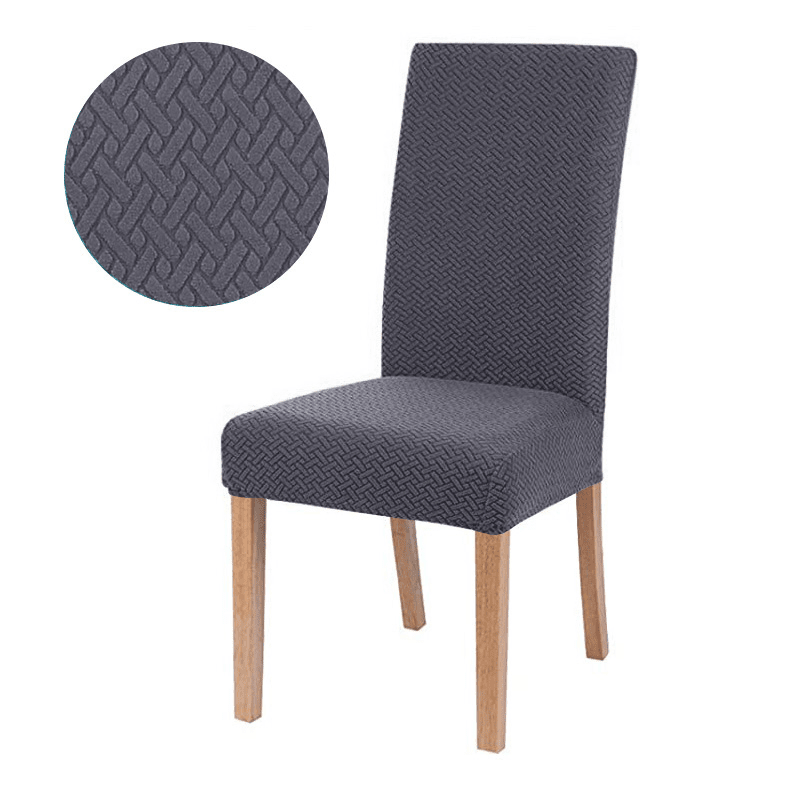 Capa Protetora Elástica para Cadeira Jacquard - ChairConfort capa para cadeira Eletroflix Cinza Escuro Kit Mesa 4 Cadeiras (4 capas) 