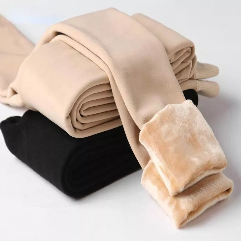 Calça Legging com Forro em Veludo Quente para Inverno HotLegging - Coleção 2022 Vestuário e acessórios Eletroflix Bege M 