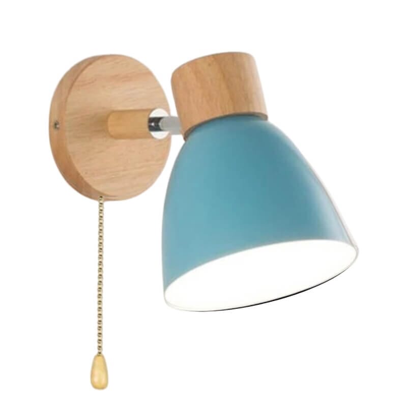 Arandela de Parede com Detalhes em Madeira - WoodLight Eletroflix Azul 