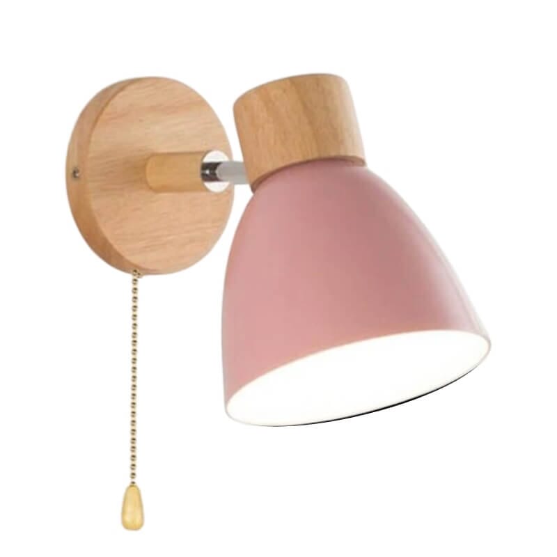 Arandela de Parede com Detalhes em Madeira - WoodLight Eletroflix Rosa 