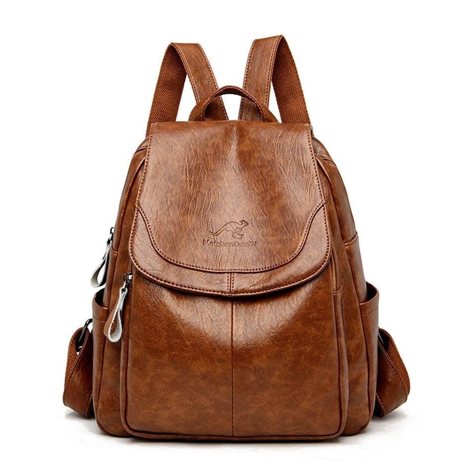 Bolsa Feminina em Couro Estilo Mochila Casual - Verone Eletroflix Marrom 