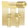 Conjunto de Talheres 24 Peças de Aço Inoxidável - Faqueiro Gold Lux talheres Eletroflix Dourado 