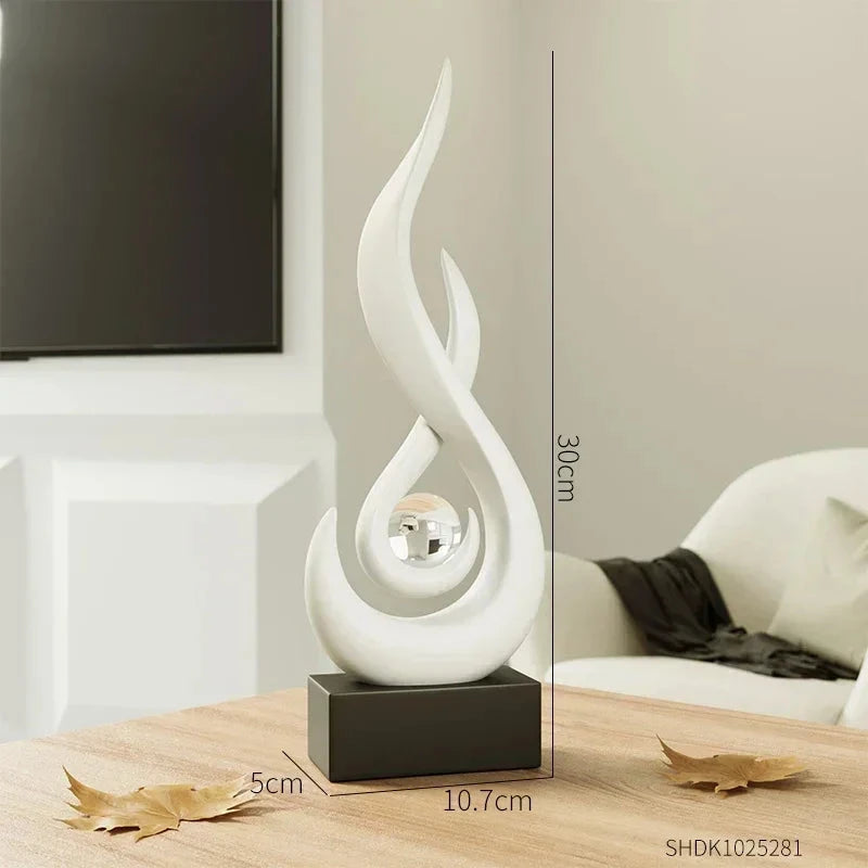 Escultura de Cerâmica Moderna para Decoração Luxuosa - eFlix Escultura eFlix Branco 