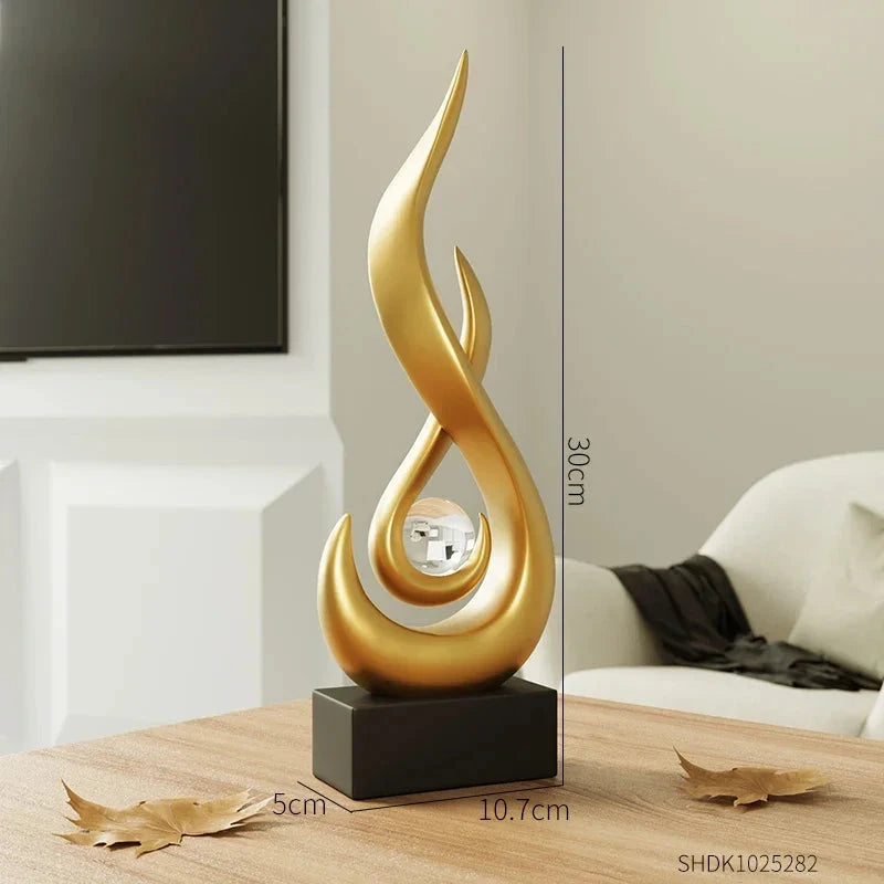 Escultura de Cerâmica Moderna para Decoração Luxuosa - eFlix Escultura eFlix Dourado 