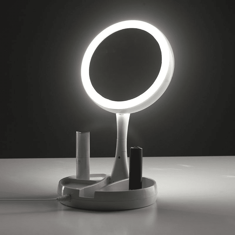 Espelho duplo para maquiagem com iluminação em LED e aumento de 10x - Zoom Light Eletroflix 