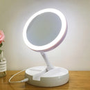 Espelho duplo para maquiagem com iluminação em LED e aumento de 10x - Zoom Light Eletroflix 