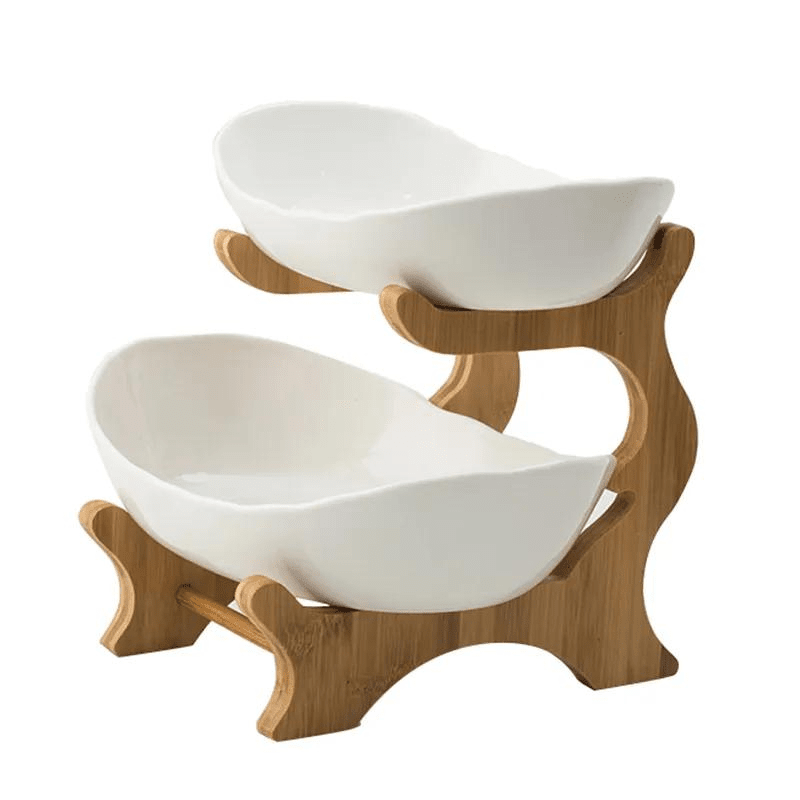 Fruteira de Mesa em Bambu de 1 a 3 Andares - Modern Fruit Eletroflix 2 Andares - Branco 