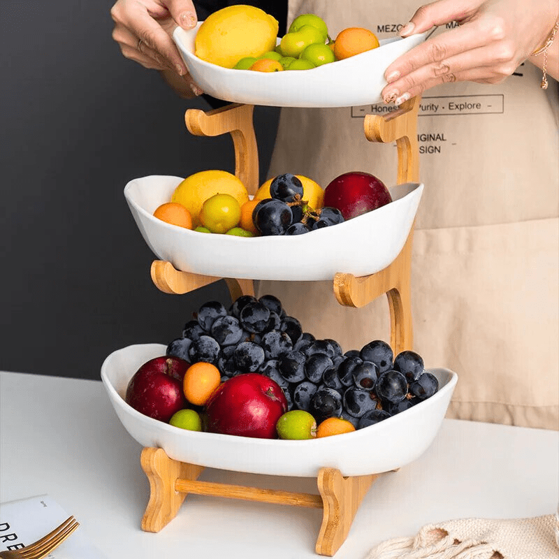 Fruteira de Mesa em Bambu de 1 a 3 Andares - Modern Fruit Eletroflix 