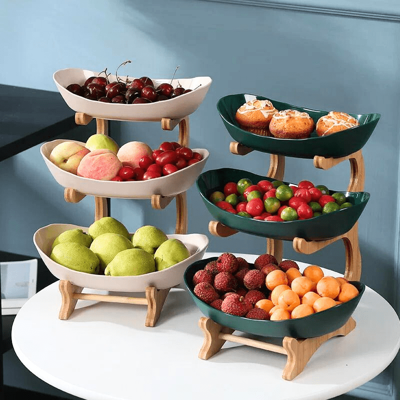 Fruteira de Mesa em Bambu de 1 a 3 Andares - Modern Fruit Eletroflix 