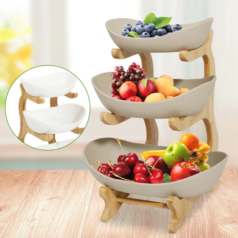 Fruteira de Mesa em Bambu de 1 a 3 Andares - Modern Fruit Eletroflix 