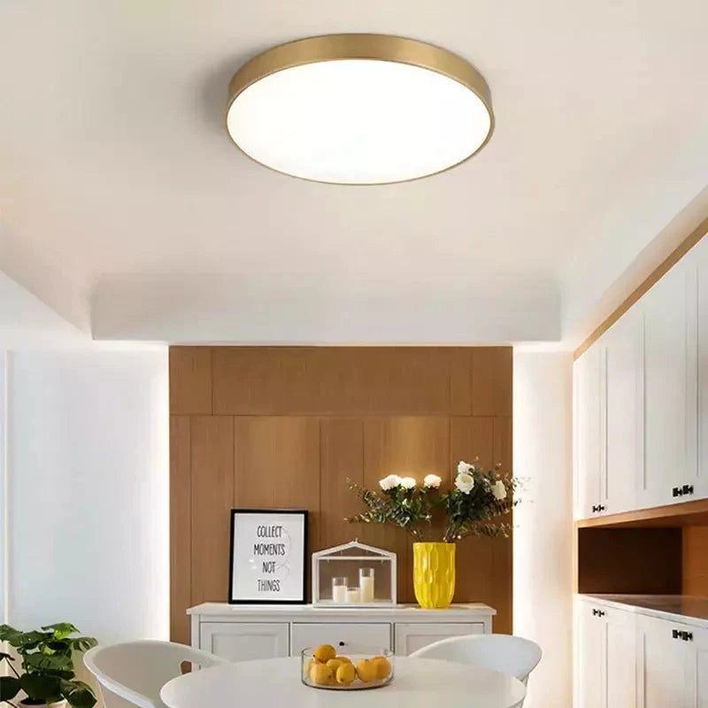 Luminária de Teto Decorativa Dourada Redonda LED - eFlix Luminária eFlix 