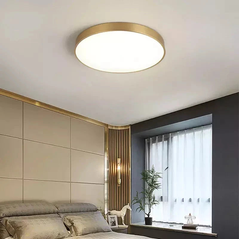 Luminária de Teto Decorativa Dourada Redonda LED - eFlix Luminária eFlix 