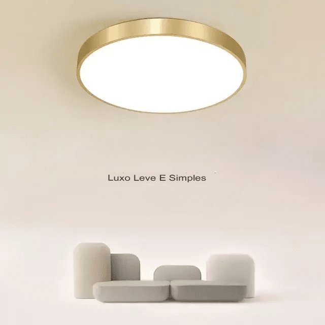 Luminária de Teto Decorativa Dourada Redonda LED - eFlix Luminária eFlix 