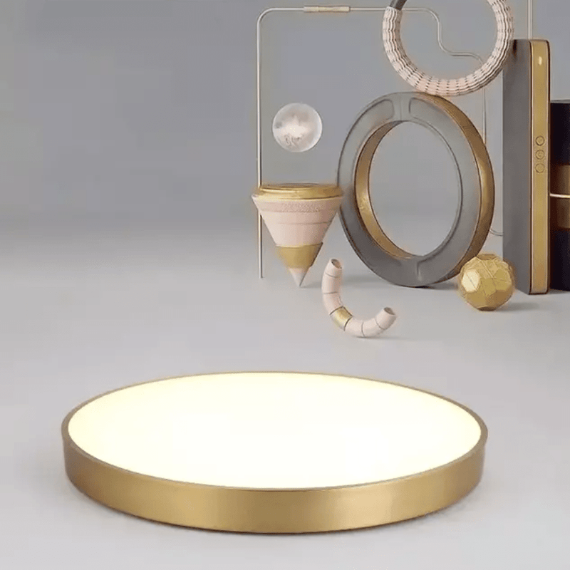 Luminária de Teto Decorativa Dourada Redonda LED - eFlix Luminária eFlix 