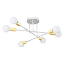 Lustre Moderno Estilo Industrial - Atomo Lux Eletroflix Branco com Dourado 