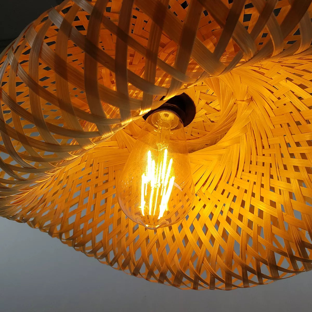 Lustre Pendente de Bambu - Quancim Lux Lustre Eletroflix 