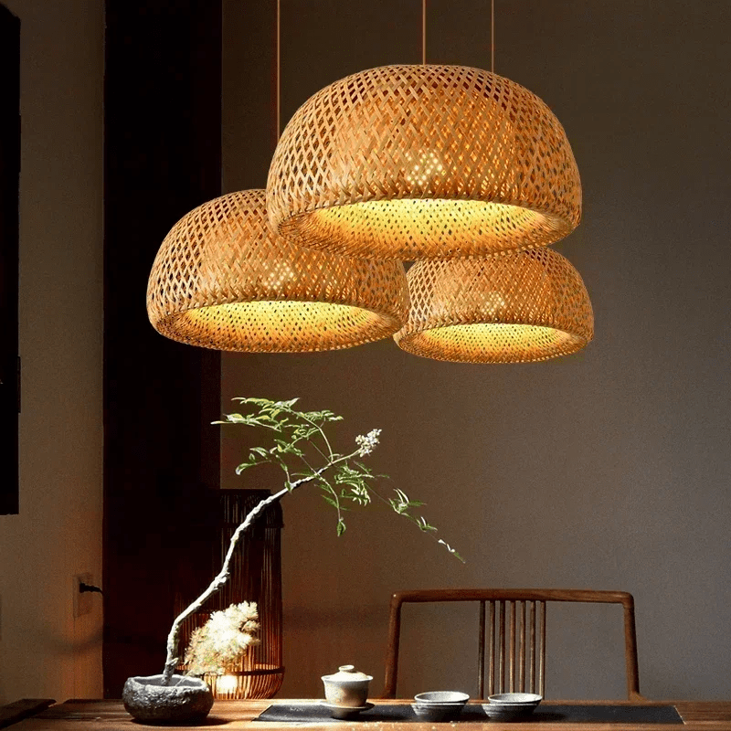 Lustre Pendente de Bambu - Wood Lux Lustre Eletroflix 