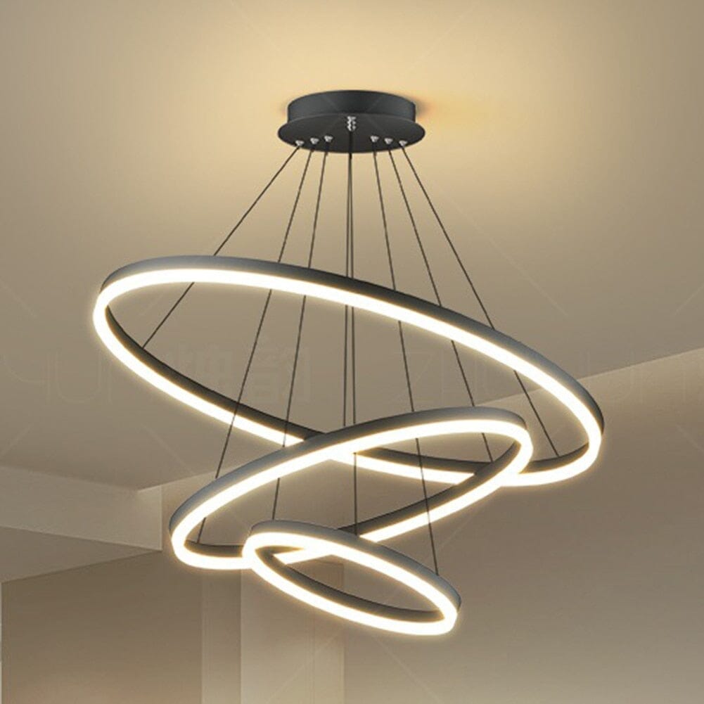 Lustre Pendente Triplo Led Circular Milan - eFlix Luminária eFlix Quente (2700K) 