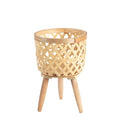 Vaso de Bambu Trançado com Suporte - Flowers X vaso planta Eletroflix Pequeno 