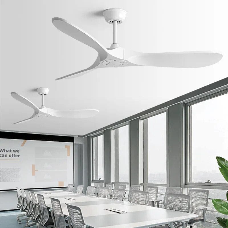 Ventilador de teto moderno Estilo Industrial com controle remoto - ZenithBreeze UrbanWind GA_002_Iluminação_44 Eletroflix Branco 108cm / Sem Iluminação 110V