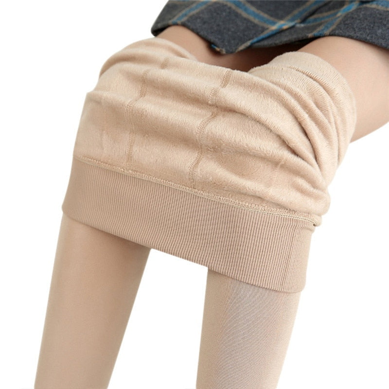 Calça Legging com Forro em Veludo Quente para Inverno HotLegging - Coleção 2022 Vestuário e acessórios Eletroflix Bege P 
