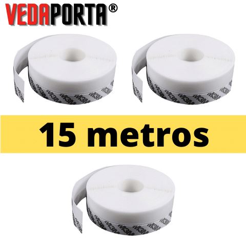 Fita VedaPorta - veda frestas e aquece sem gastar energia Eletroflix 15 Metros Branca 