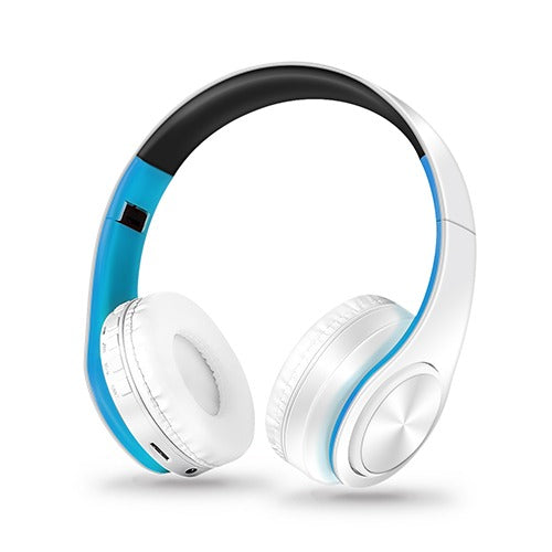 Fone de Ouvido Gamer Bluetooth com Microfone Embutido - HeadSet Sem Fio Eletroflix Branco e Azul 