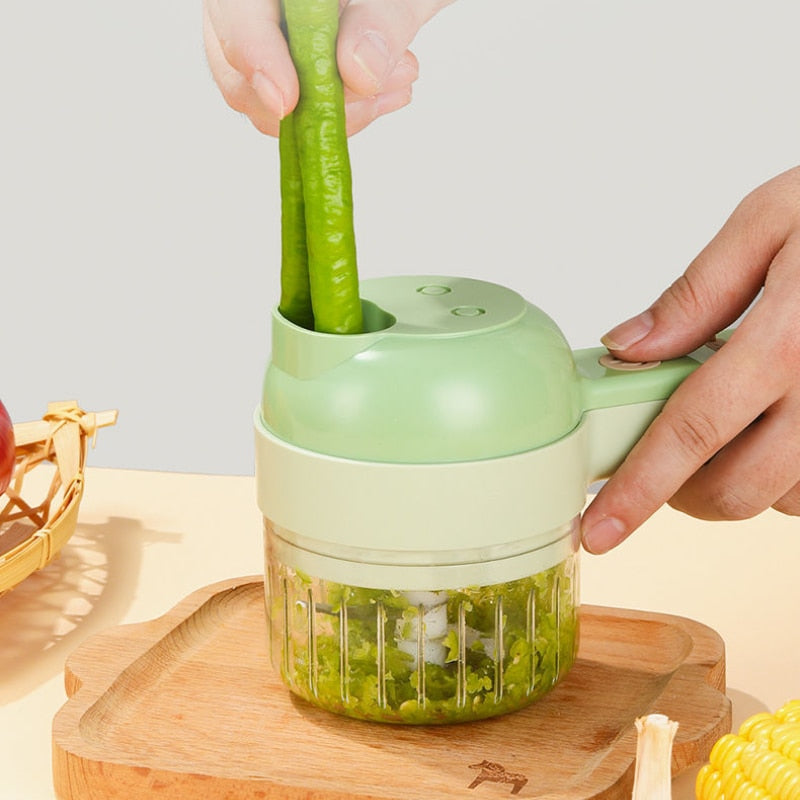 Mini Processador e Fatiador de Alimentos Elétrico 4 em 1 MixAll Mixers e liquidificadores de comida Eletroflix 