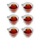 Xícara Coração de Vidro e Parede Dupla em Formato de Coração - Kits com 02, 04 ou 06 Xícaras Eletroflix 180 ml 6 Xícaras 